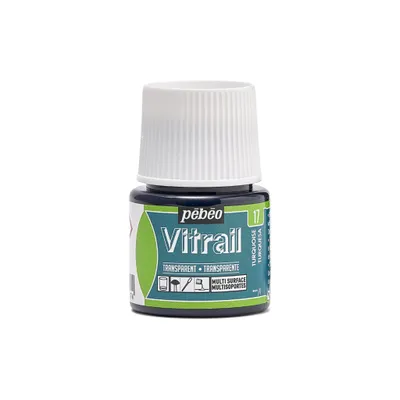 Image de Peinture transparente pour verre Pebeo Vitrail, 45 ml, 17 bleu turquoise