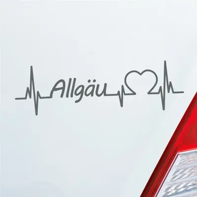 Produktbild von Auto Aufkleber Allgäu Puls Herzschlag mit Ferien Region Motiv 19x6 cm Grau Sticker Heckscheibenaufkleber