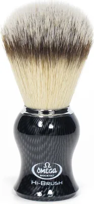 Immagine prodotto di Pennello da barba Omega Hi-Brush in pelo sintetico con effetto pelo di tasso, manico in fibra di carbonio, 11 cm