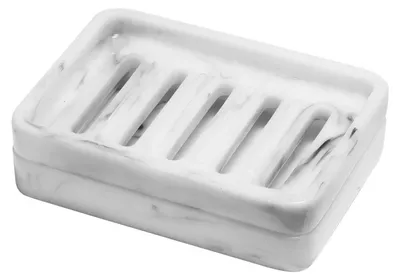 Immagine prodotto di Portasapone a due strati, autosvuotante, colore bianco marmo, materiale resina