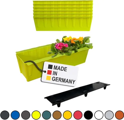 Produktbild von BURI 6 Euro-Paletten Blumenkästen-Einsätze inkl. Bewässerungsmatte | 37,3cm Hellgrün | Pflanzkasten für Europalette Palette | Balkonkasten | Blumentopf | aus stabilen Kunststoff | Germany