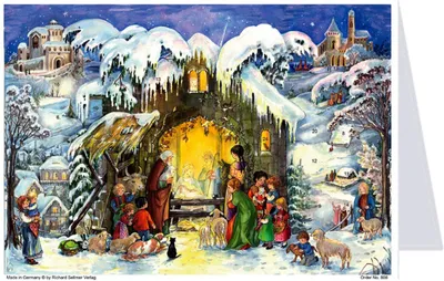 Obrázok produktu pre Adventný kalendár pohľadnice vianočný kalendár s obrázkami Ježiš sa narodil