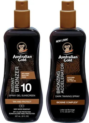 Productafbeelding van Australian Gold Spray Bronzer zonnebrandspray SPF10 + Tanning Accelerator Spray bruiningsversneller Bruiningsset