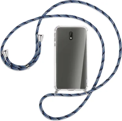 Produktbild von Handykette Backcover-Schutzhülle mit Band (Metall silberfarben) für Nokia 3 - Blautöne