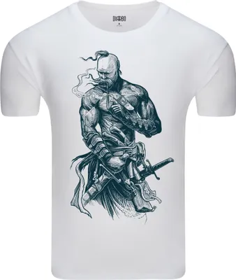 Produktbild von Diarbo Herren T-Shirt mit klassischem Druck Ukrainischer Kosak Weiß Gr.L