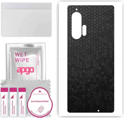 Produktbild von apgo Rückseite Schutzfolie, Skin, kompatibel mit Motorola Edge Plus, Hinten Displayschutzfolie aus Vinylfolie, kratzfest, einfache Montage - Schwarze Honigwabe