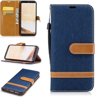 Produktbild von Tasche für Samsung Galaxy S8 Jeans Cover Handy Schutz Hülle Case Dunkelblau