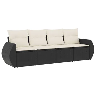 Obrázek produktu pro vidaXL 4dílná zahradní sedací souprava s polštáři Black Poly Rattan