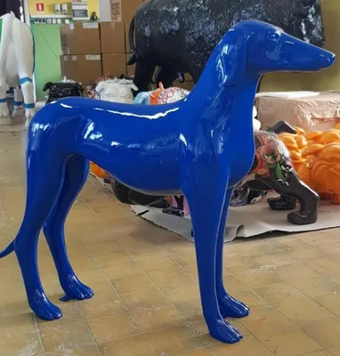 Produktbild von Casa Padrino XXL Deko Skulptur Windhund Blau 110 cm - Wohnzimmer & Garten Deko