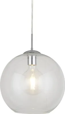Produktbild von Hängelampe Metall Glas E27 D: 25 cm rund H: max. 120 cm Chrom Kugelschirm Retro Design