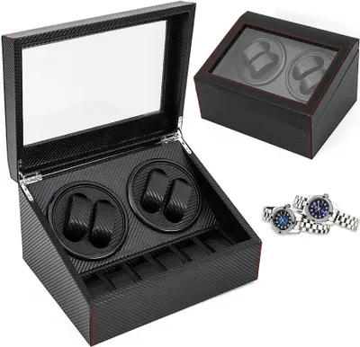 Obrázek produktu pro 4 + 6 hodinek Automatické automatické hodinky Watchwinder Showcase Watch Box Watch Winder Watch Box Showcase Black