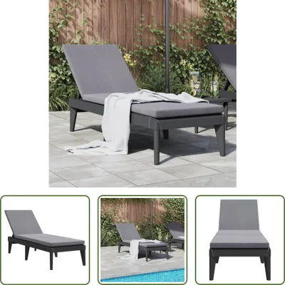 Produktbild von The Living Store Sonnenliege mit Auflage Anthrazit 186x60x29 cm PP