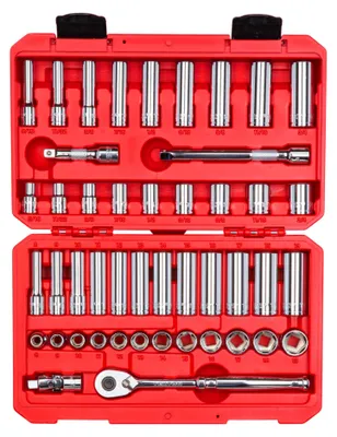 3/8 Zoll Stecknuss-Satz, 46-teilig, 6-Punkt, 5/16-3/4 Zoll, 8-19 mm
