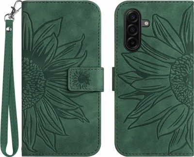 Produktbild von Samsung Galaxy A57 Hülle - Coverup Sonnenblume Klapphülle mit Schlüsselband - Grün