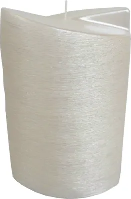Produktbild von Kerze Ellipse 2-flügelig weiß perlmutt 190/120/70 mm