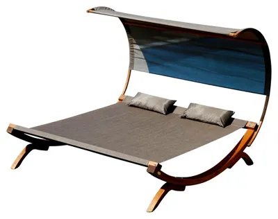 Produktbild von ALEOS. XXL Sonnenliege Doppelliege SAONA-BRAUN/BRONZE aus Holz Lärche extrabreite Liegefläche für 2 Personen