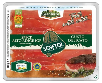 Produktbild von Südtiroler Speck g.g.A. geschnitten 100 gr. - Senfter
