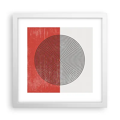 Produktbild von Gerahmtes Poster - Weißer Rahmen - Abstraktion Weiß-Rot Kreise - 30x30 cm - Wand Bild - Wanddeko - Wandbilder - Kunstposter - Wandposter - Bilderrahmen - Bilder - Kunstdruck - P2WAC30x30-4370