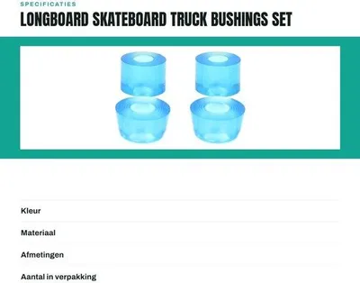 Productafbeelding van Skateboardwielen set, 8 stuks, 92A, PU, conisch/cilindrisch, geschikt voor longboards en skateboards