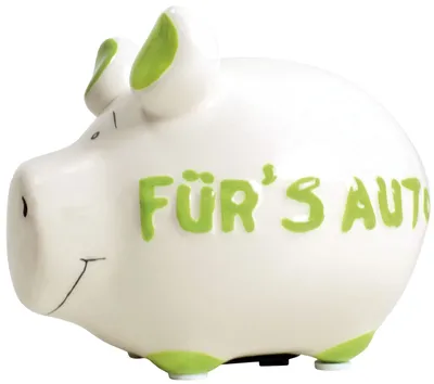 Produktbild von KCG 100480 Sparschwein 'Für's Auto' aus Keramik, 12,5 x 10 cm, weiß (1 Stück)