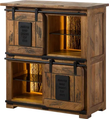 Image de MASSIVMOEBEL24 | Buffet en bois de Manguier / Bois de récupération 90x45x100 naturel laqué RAILWAY LUX #122