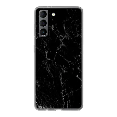 Produktbild von MuchoWow® Handyhülle Schutzhülle Hülle für Samsung Galaxy S21 Marmor - Schwarz - Naturstein Silikon Softcase Handy Hülle - Softcase
