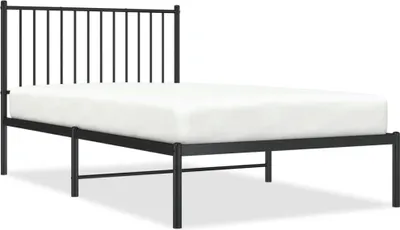 Zdjęcie produktu dla Metalowa Rama Łóżka Z Wezgłowiem, Czarna, 100X190 Cm Lumarko!