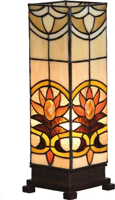 Produktbild von Clayre & Eef Tiffany Tischlampe 12x12x35 cm Beige Braun Glas