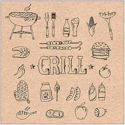 Produktbild von 20 Servietten recycled Grill 3lagig 33x33cm Tissue Barbeque BBQ