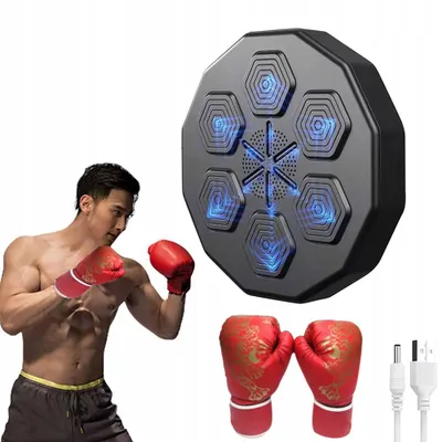 Produktbild von Smart Music Boxing Machine - Wandmontiertes interaktives Fitness-System mit Boxhandschuhen, Bewegungstracking, Bluetooth 5.0 und Echtzeit-Feedback