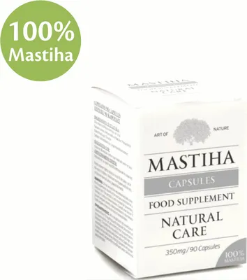 A product box for Mastiha capsules.