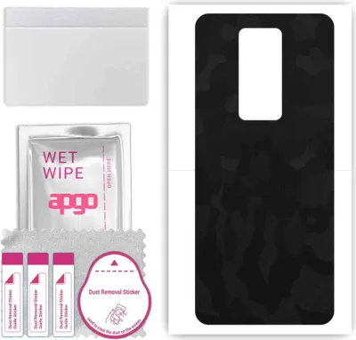 Produktbild von apgo Rückseite Schutzfolie, Skin, kompatibel mit Tecno Phantom X, Hinten Displayschutzfolie aus Vinylfolie, kratzfest, einfache Montage - Schwarzes Tarnmuster