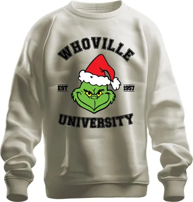 Obrázek produktu pro WHOVILLE UNIVERSITY Grinch Christmas Funny Gift 1957 Retro Uni mikina, Nature, L