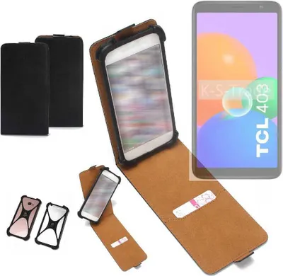 Produktbild von K-S-Trade Handyhülle Schutzhülle kompatibel mit TCL 403 Hülle Case Cover Flip Style Bumper schwarz 1x
