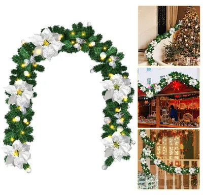 Obrázek produktu pro LED vánoční girlanda Peviasot, délka 2,7 metru, s 50 LED diodami a stříbrnými ozdobami