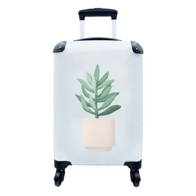 Produktbild von MuchoWow® Koffer Handgepäck Trolley Rollkoffer Kleine Reisekoffer mit 4 Rollen - Pflanzen - Sukkulenten - Pastell - Cabin Size < 55x40x23 cm & 55x40x20 cm - Fotokoffer - Kabinenkoffer - Boardgepäck - Reise-Box - Reisekoffer - Reisegepäck - Koffer mit Bild - Trolley für Kinder
