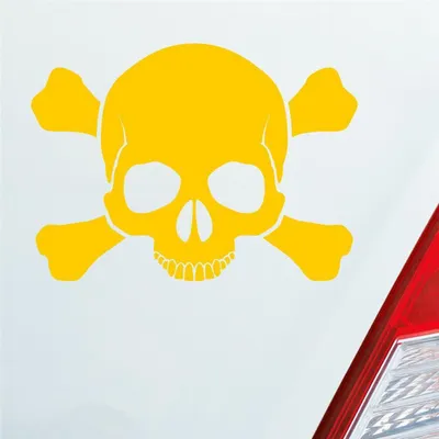 Produktbild von Auto Aufkleber Totenkopf Skull Pirat Tod Kopf Car 13,5x10 cm Gelb Sticker Heckscheibenaufkleber
