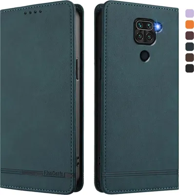 Produktbild von Hülle für Xiaomi Redmi Note 9 4G, Retro Kunstleder Ständer Klapphülle mit Kartenfächer und Magnetische Grün