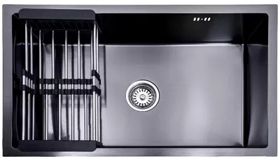 Produktbild von Lendo Online Küchenspüle 74x44 cm Schwarz mit Abtropfgitter