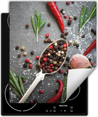 Produktbild von DarHaus Herdabdeckplatte 45x52 cm Anti Rutsch Matte Aufrollbar, Gewürze - Chilli