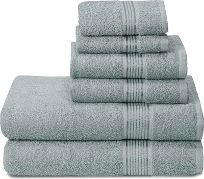 Zdjęcie produktu dla Zestaw 6 ręczników bawełnianych Unyqoos® – wyjątkowo miękkie, 2 ręczniki kąpielowe (70 x 140 cm), 2 ręczniki (40 x 60 cm), 2 myjki (30 x 30 cm), 100% bawełna, kolor jade