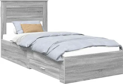 Immagine prodotto di vidaXL Giroletto con testiera grigio Sonoma 90 x 200 cm Materiale a base di legno