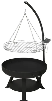 Obrázok produktu pre Vonkajší krb s grilom Vaggan, kov, 60x127 cm, čierna/strieborná
