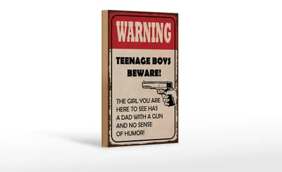 Produktbild von Holzschild Spruch 12x18cm warning teenage boys
