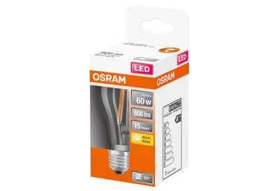 A product package for an LED light bulb.