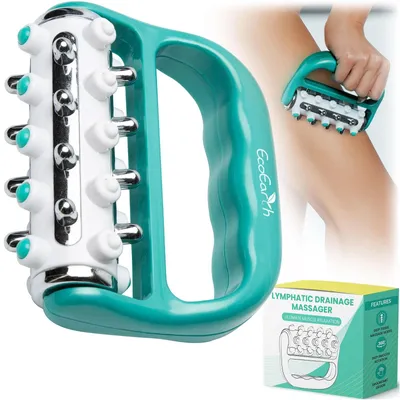 Image de Rouleau de massage lymphatique - Léger - Vert - Pour visage, bras et jambes - Format compact pour voyage