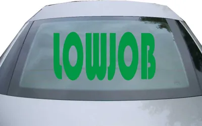 Produktbild von Indigos UG - Aufkleber Heckscheibe & Motorklappe DE6459 - grün - 600x285 mm - Lowjob - Auto Scheiben Fenster Heckklappe Tuning Racing JDM - Die cut