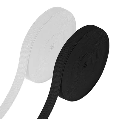 Elastikband 15 mm, 2 Rollen à 10 m, weiß/schwarz, Polyester