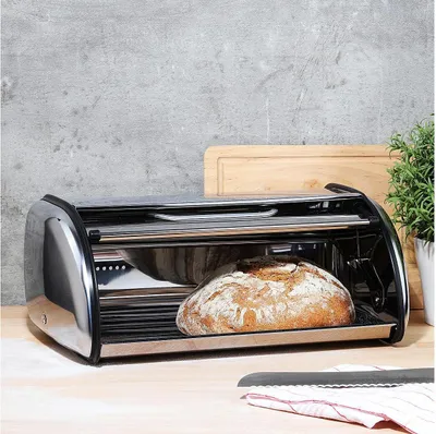 Zdjęcie produktu dla HI Pojemnik na chleb srebrny 35,5×23×14,5 cm 11 L