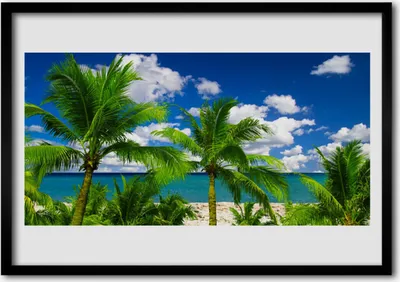 Produktbild von Bild 100x70 MDF-Rahmen Wandkunst Meer Palmen Landschaft